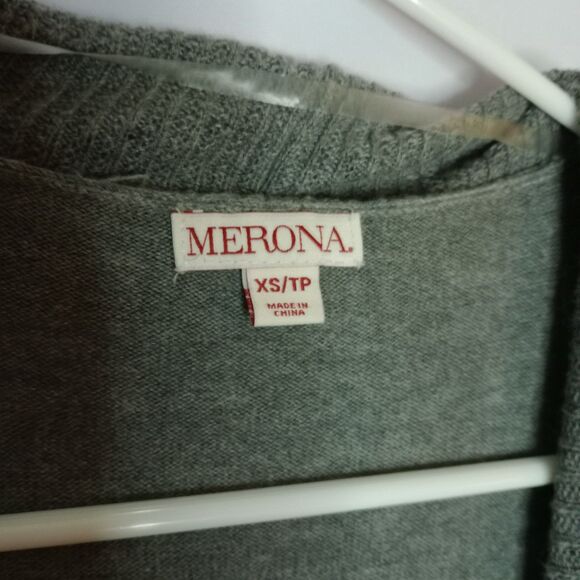 Merona Open Ribbed Knit Cardigan Sweater Lightweight Long Sleeve Gray Womens XS - Picture 4 of 4